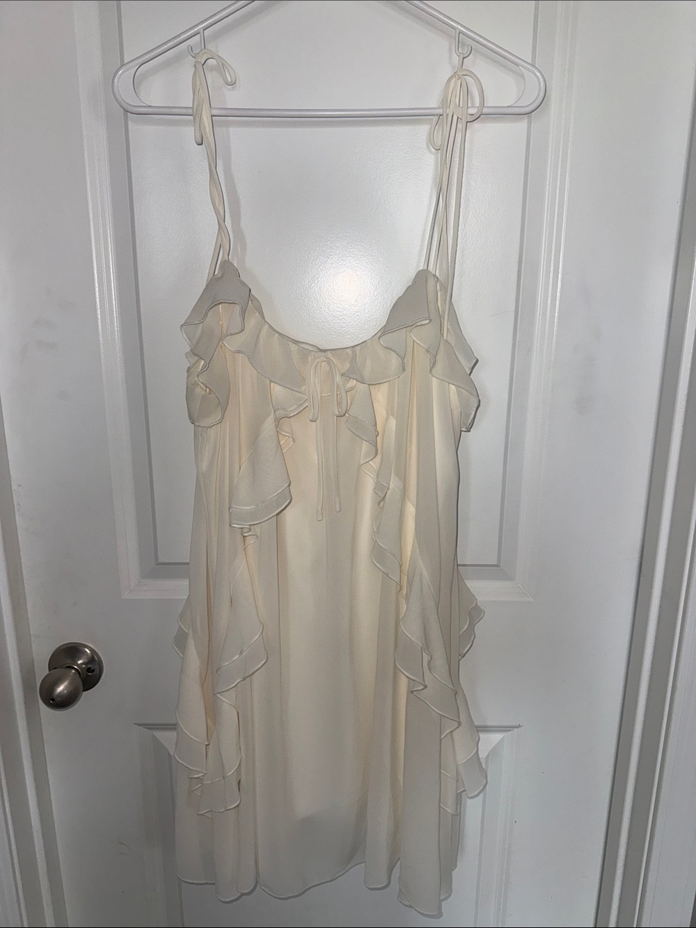 wild fable Cream Ruffled Tie-Shoulder Chemise
